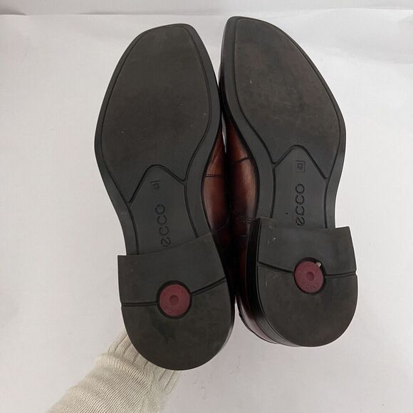 ECCO Mens 10 (EU 43) Amber Brown Leather Oxford Dress Shoes Lace Up Comfort - Picture 6 of 7